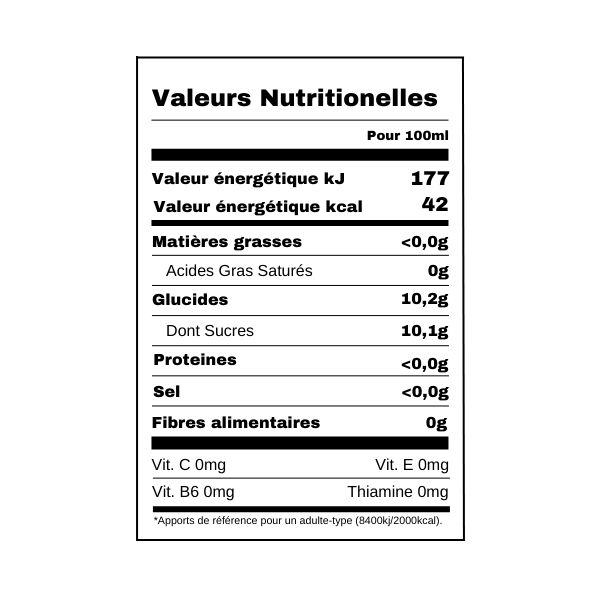 Sunkist Tropical canette 33cl Valeurs nutritionnelles