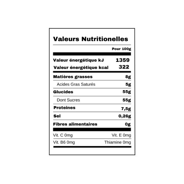 Lait concentré sucré Nestlé 397g Valeurs nutritionnelles