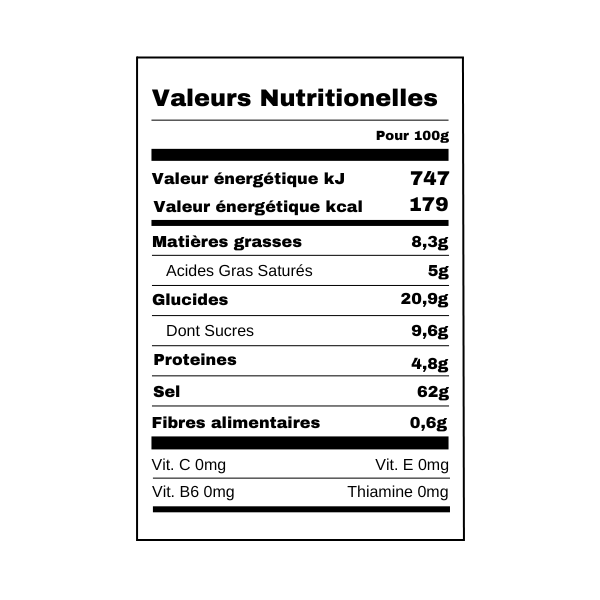 Bouillon Kub Or Maggi 128g valeurs nutritionnelles